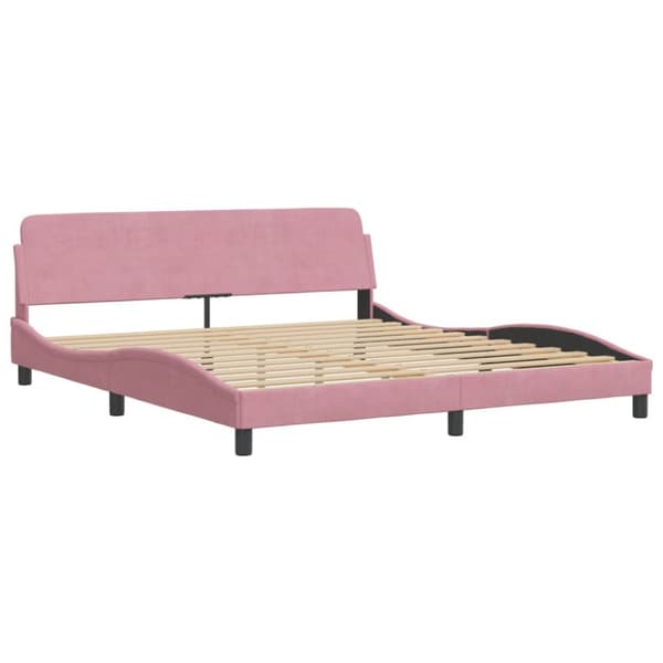 sengeramme med sengegavl 180x200 cm fløjl pink