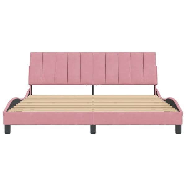 sengeramme med sengegavl 180x200 cm fløjl pink