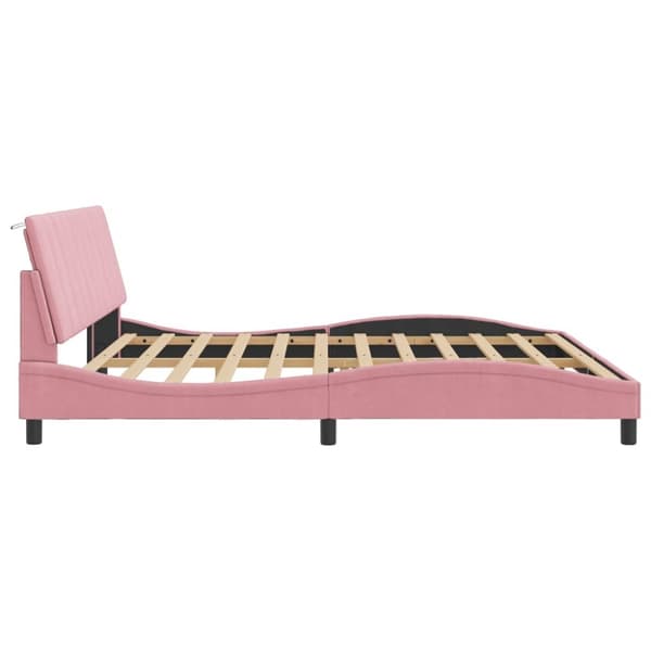 sengeramme med sengegavl 200x200 cm fløjl pink