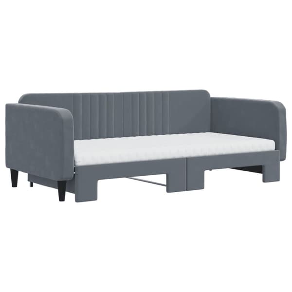 Dagbädd utdragbar och madrasser mörkgrå 100x200 cm sammet