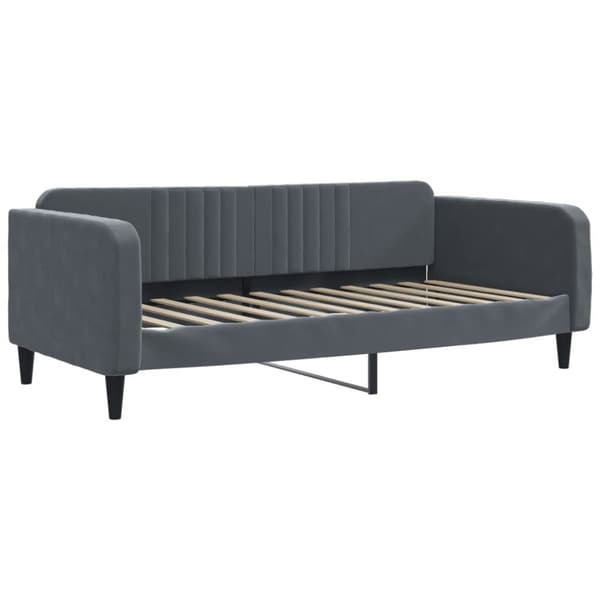 Dagbädd utdragbar och madrasser mörkgrå 100x200 cm sammet