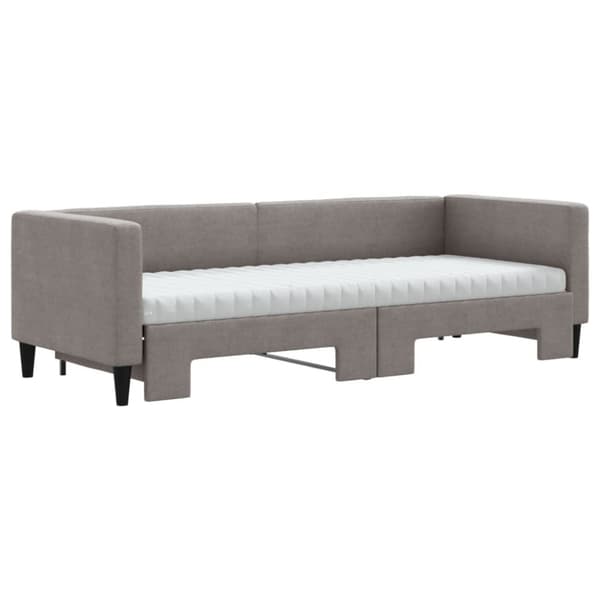Dagbädd med madrasser utdragbar taupe 80x200 cm tyg