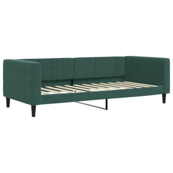 daybed med udtræk og madras 90x200 cm velour mørkegrøn
