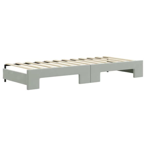 Dagbädd utdragbar med madrasser ljusgrå 80x200 cm sammet