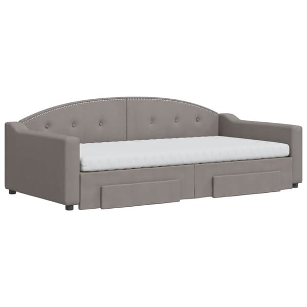 Dagbädd utdragbar med lådor taupe 100x200 cm tyg