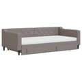 Miniatyrbillede 3 af 10: daybed med udtræk og skuffer 100x200 cm stof gråbrun