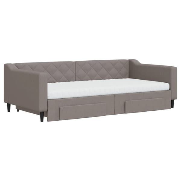 daybed med udtræk og skuffer 100x200 cm stof gråbrun