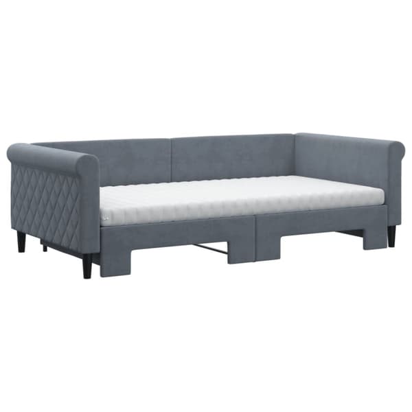 daybed med udtræk og madras 100x200 cm velour mørkegrå