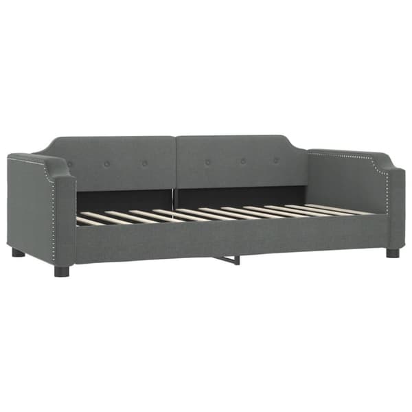 daybed med udtræk og madras 90x190 cm stof mørkegrå