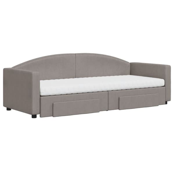 Dagbädd utdragbar med lådor taupe 80x200 cm tyg
