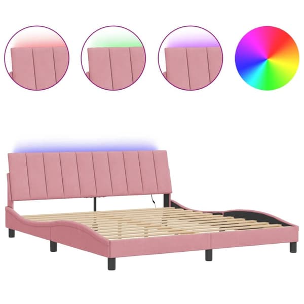LED Sängynrunko Pinkki 180x200 cm Velvet
