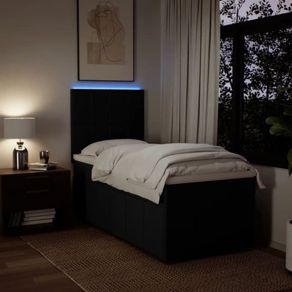 kontinentalseng med madras 90x200 cm stof sort