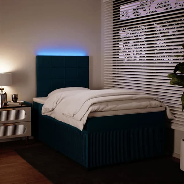 kontinentalseng med madras 120x190 cm velour blå