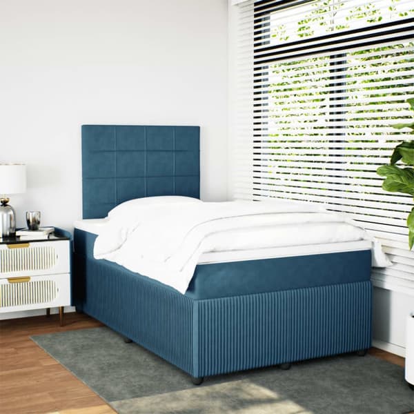 kontinentalseng med madras 120x190 cm velour blå