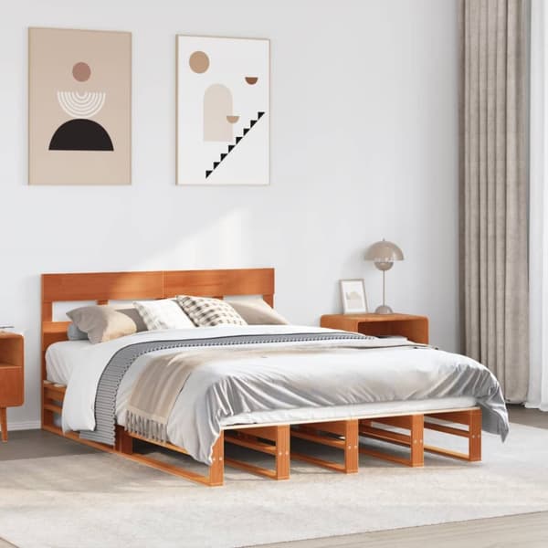 sengeramme uden madras 120x190 cm massivt fyrretræ gyldenbrun