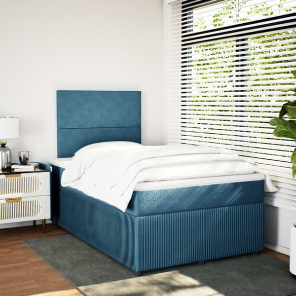 kontinentalseng med madras 120x190 cm velour blå