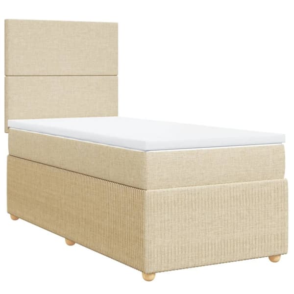kontinentalseng med madras 90x190 cm stof cremefarvet