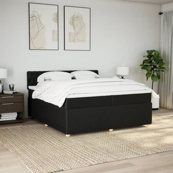 kontinentalseng med madras 200x200 cm stof sort