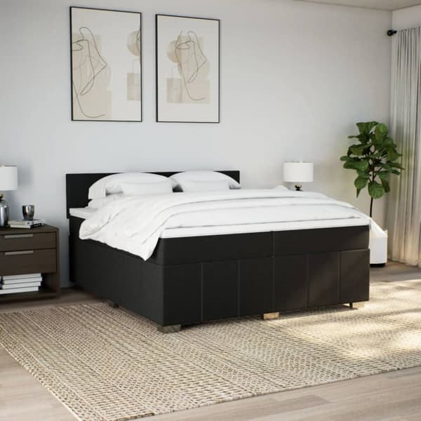 Ramsäng med madrass svart 200x200 cm tyg