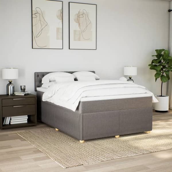 kontinentalseng med madras 140x190 cm stof gråbrun