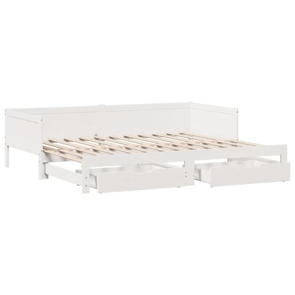 daybed med udtræk og skuffer uden madras 80x200 cm hvid