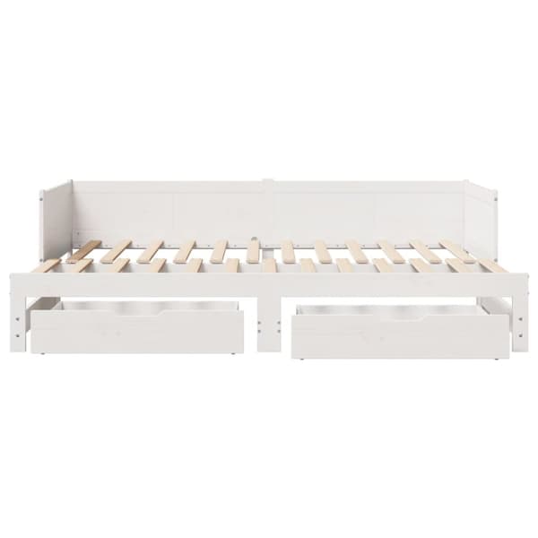daybed med udtræk og skuffer uden madras 80x200 cm hvid