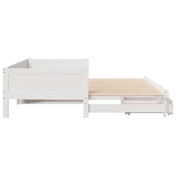 daybed med udtræk og skuffer uden madras 80x200 cm hvid