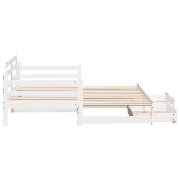 daybed med udtræk og skuffer uden madras 90x190 cm hvid