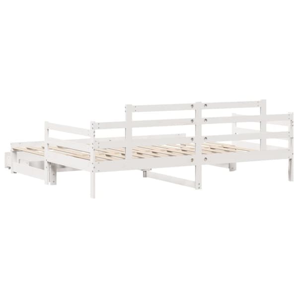 daybed med udtræk og skuffer uden madras 90x190 cm hvid