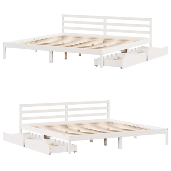Sängram utan madrass vit 180x200 cm massiv furu