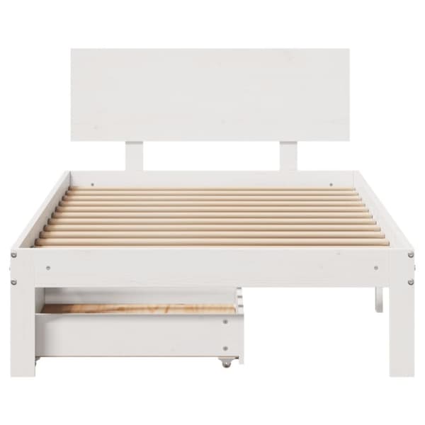 sengeramme med skuffer 90x200 cm massivt fyrretræ hvid