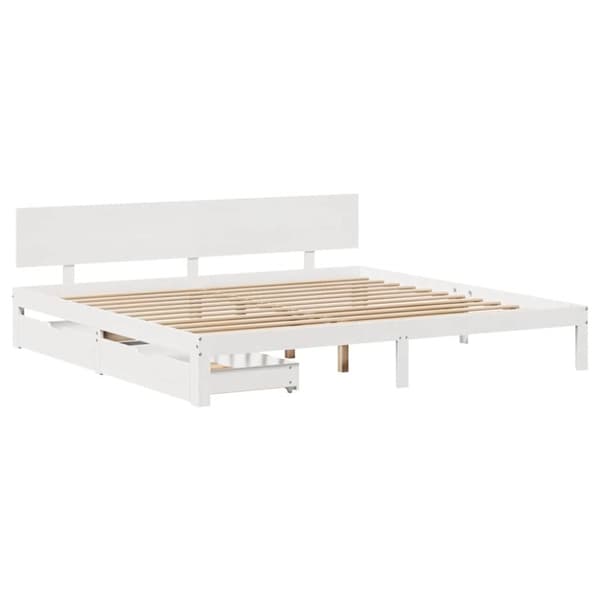 sengeramme med skuffer 180x200 cm massivt fyrretræ hvid