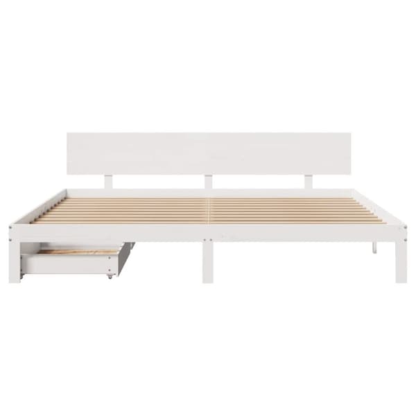sengeramme med skuffer 180x200 cm massivt fyrretræ hvid