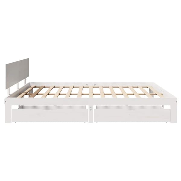 sengeramme med skuffer 180x200 cm massivt fyrretræ hvid