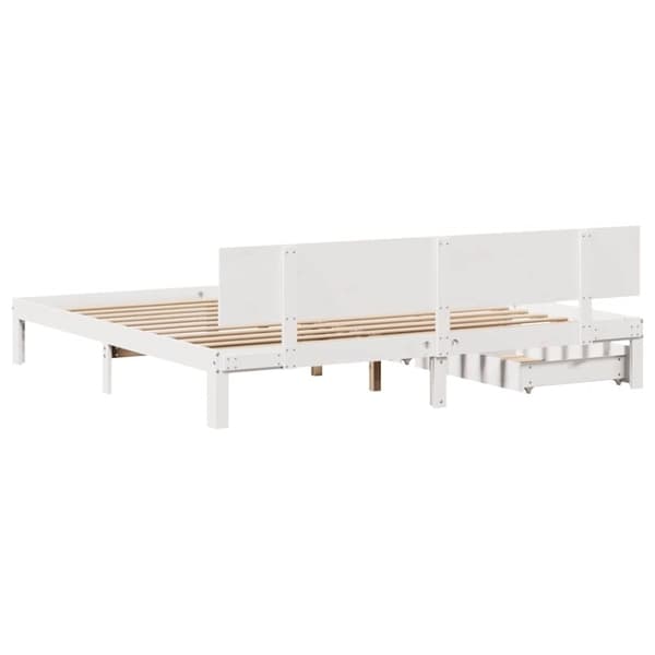 sengeramme med skuffer 180x200 cm massivt fyrretræ hvid
