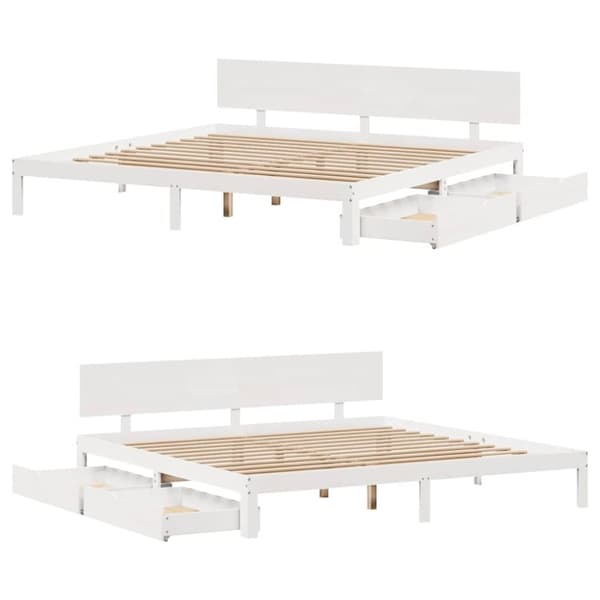 sengeramme med skuffer 180x200 cm massivt fyrretræ hvid