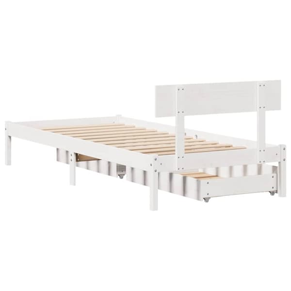 sengeramme uden madras 100x200 cm massivt fyrretræ hvid