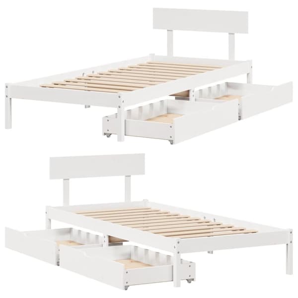 sengeramme uden madras 100x200 cm massivt fyrretræ hvid