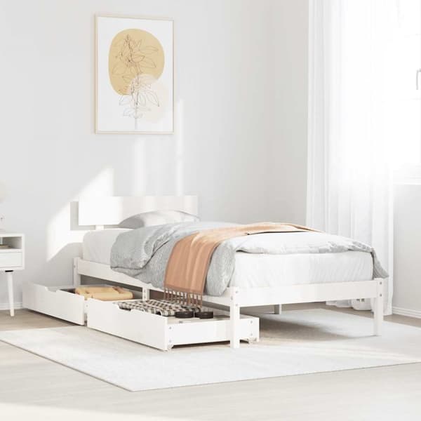 sengeramme uden madras 100x200 cm massivt fyrretræ hvid