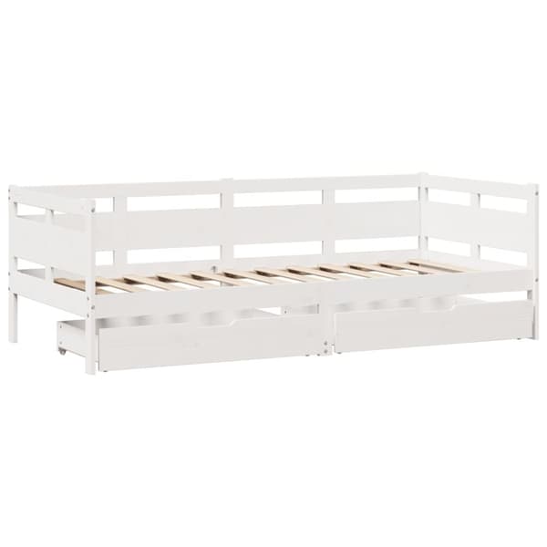daybed med skuffer 90x190 cm massivt fyrretræ hvid