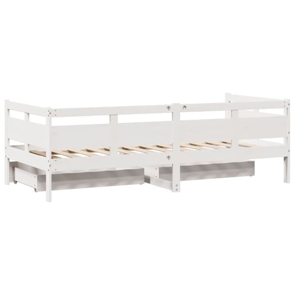 daybed med skuffer 90x190 cm massivt fyrretræ hvid
