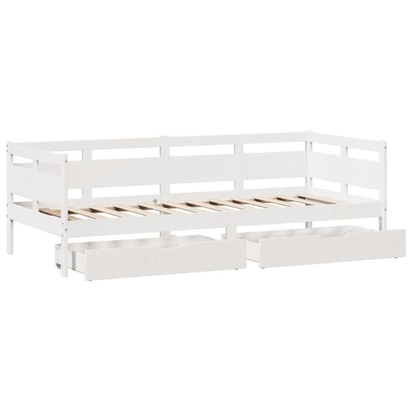daybed med skuffer 90x190 cm massivt fyrretræ hvid