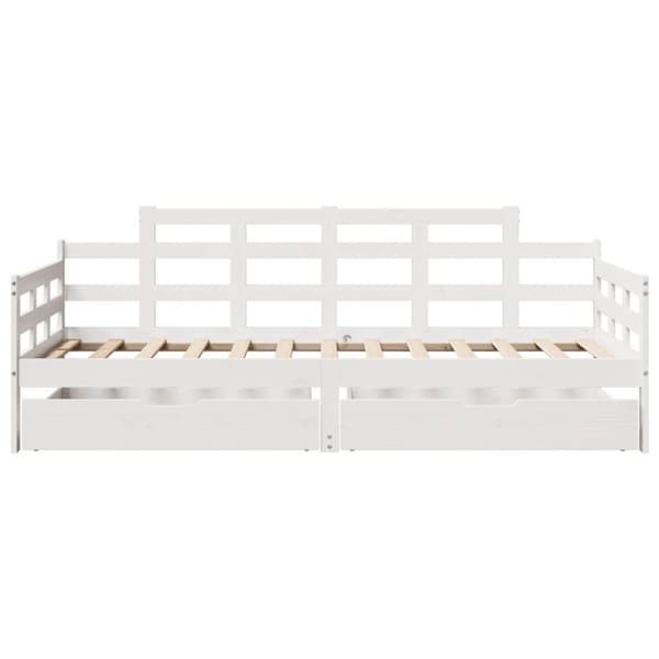 Dagbädd med lådor vit 90x190 cm massiv furu