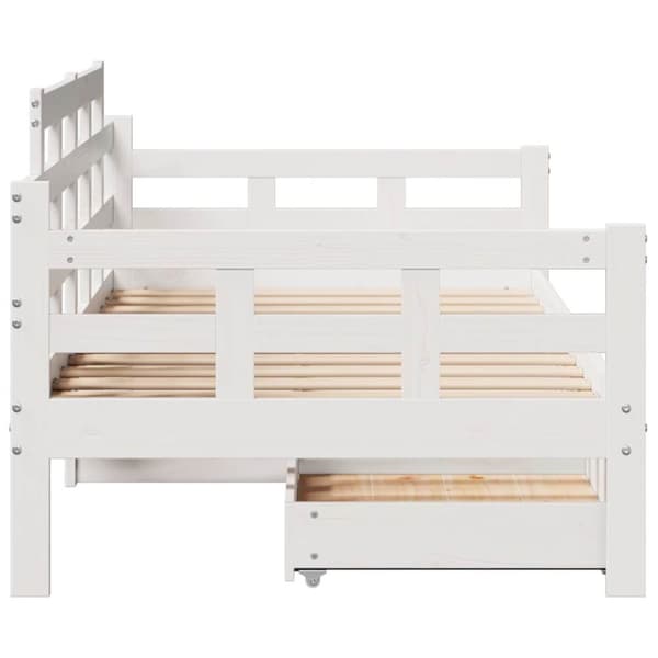 Dagbädd med lådor vit 90x190 cm massiv furu