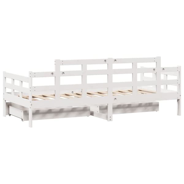 Dagbädd med lådor vit 90x190 cm massiv furu