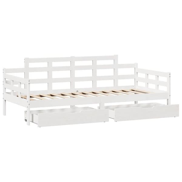 Dagbädd med lådor vit 90x190 cm massiv furu