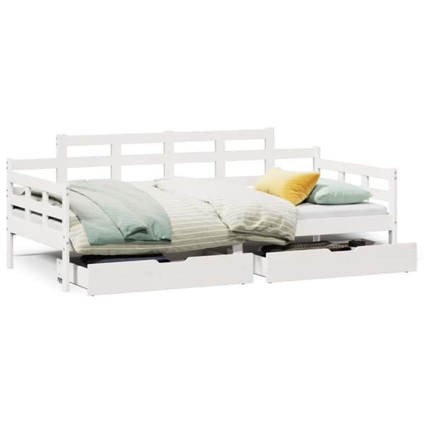 Dagbädd med lådor vit 90x190 cm massiv furu