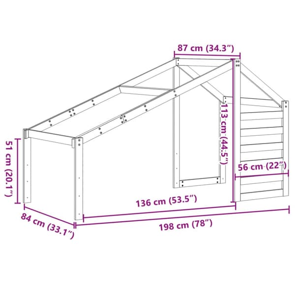 stel til husseng 198x87x113 cm massivt fyrretræ
