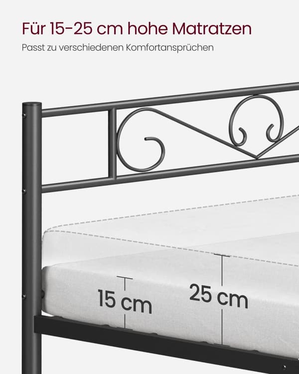 Säng 90 × 200 cm - Tillverkad av bläck -svart metall