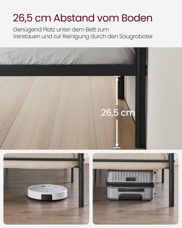 Seng 140 × 200 cm - Lavet af blæk -sort metal